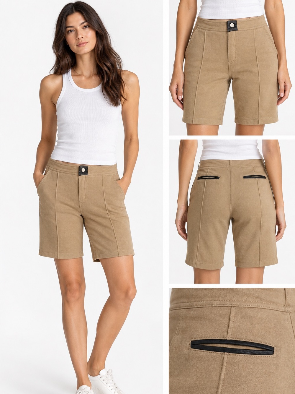 T by Alexander Wang Ponte Trouser Shorts Tan Stretch Women’s Small